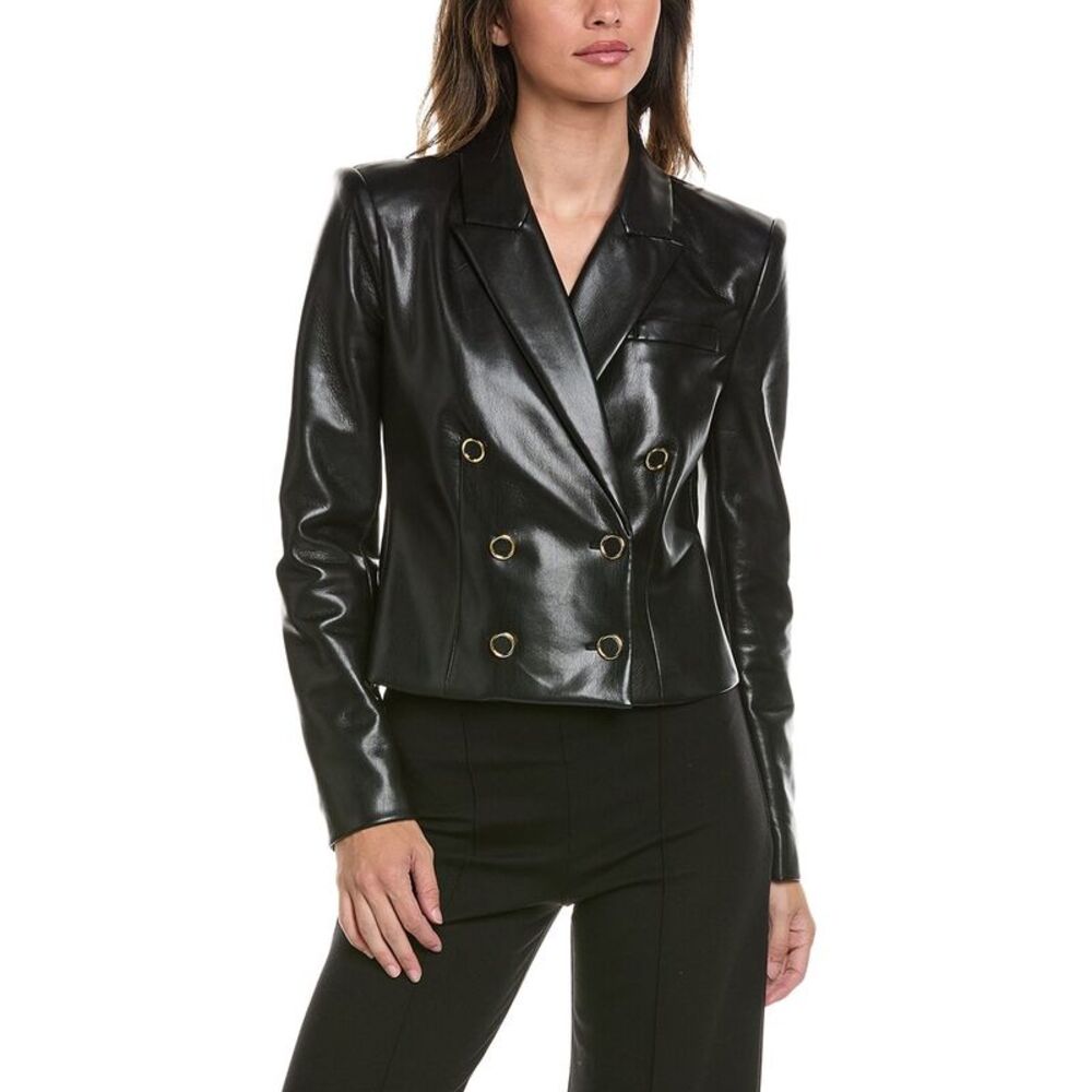Generation Love Womens  Aytul Vegan Leather Blazer, Black